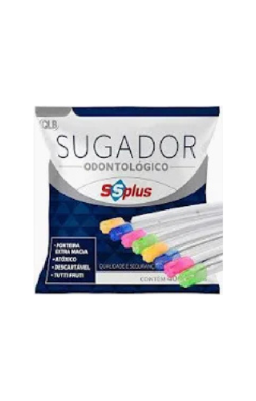 Sugador Odontológico Descartável-SSPLUS Embalagem com 40 unidades colorido